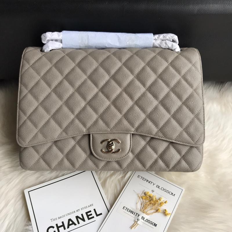 Chanel 2.55 Classic A58601 Ball Pattern Silver Buckle Grey